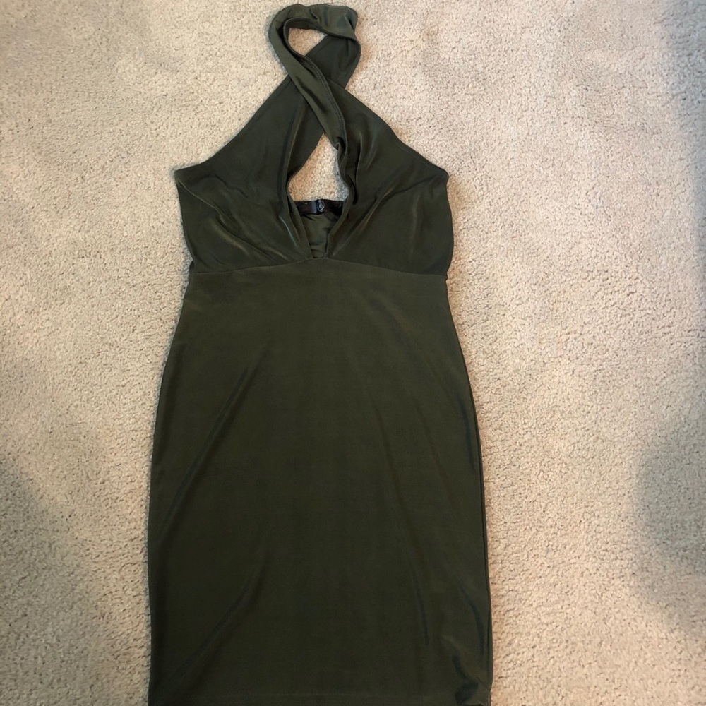 Cross Front Olive mini dress